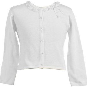 Little Girls Long Sleeve Ruffle Flower Girl Cardigan Sweater Bolero Jacket White